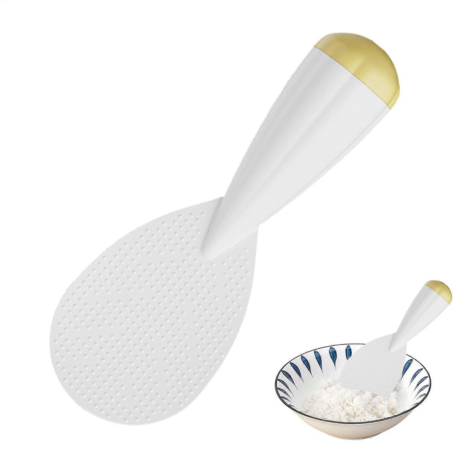 Rice Paddle Heat Resistant NonStick Surface with Ergonomic Grip and Vertical Stand White