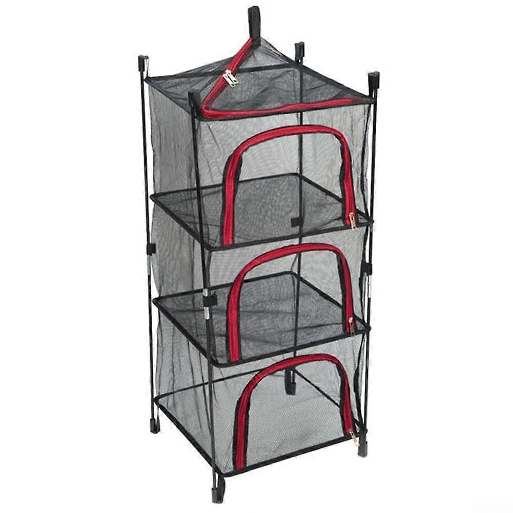 Outdoor Hanging Mesh Drying Rack 3 Layer Foldable Net for Fish Meat Vegetables and Clothes