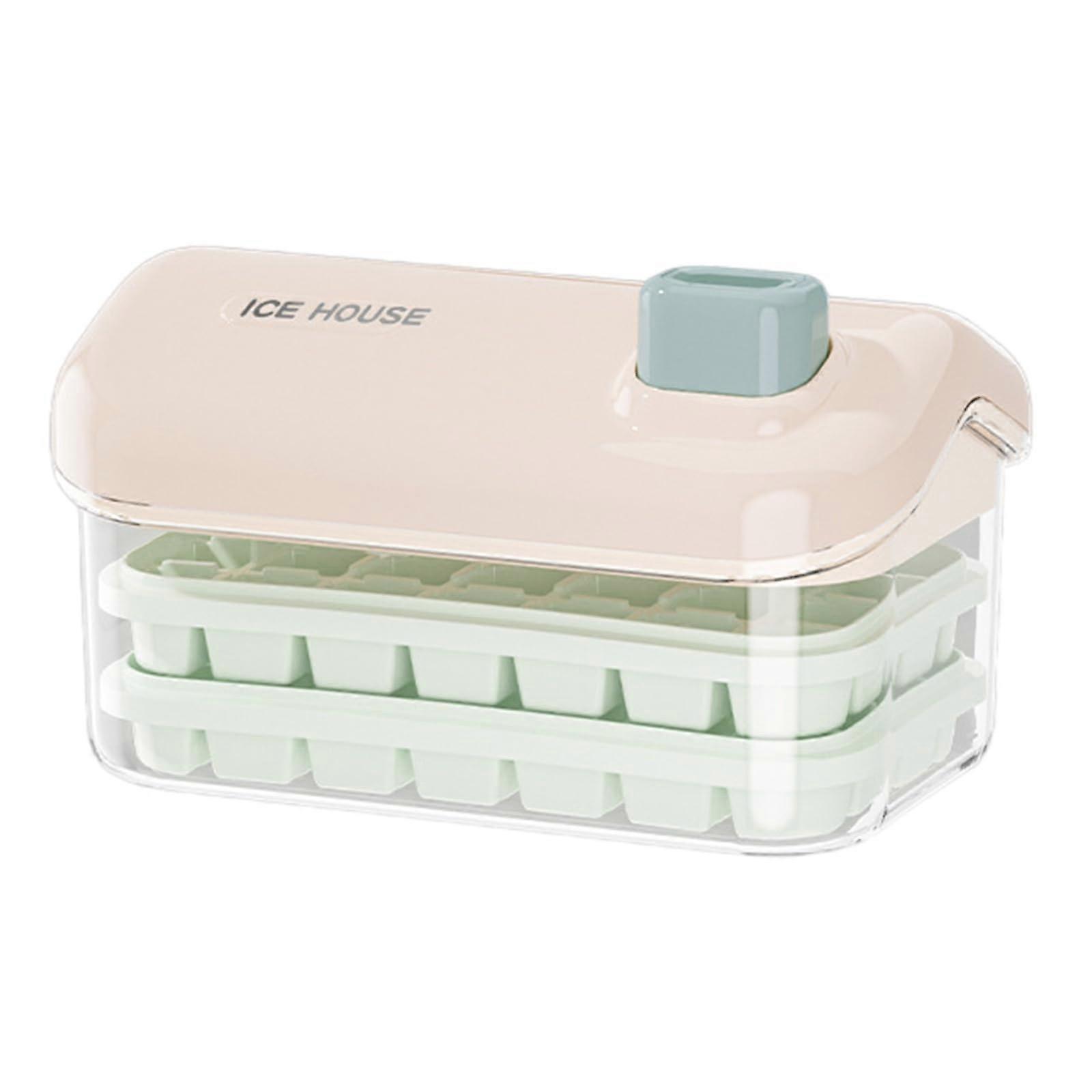 Ice Cube Tray Press Type Easy Release 2 Layer Ice Mold with Lid for Drinks and Desserts