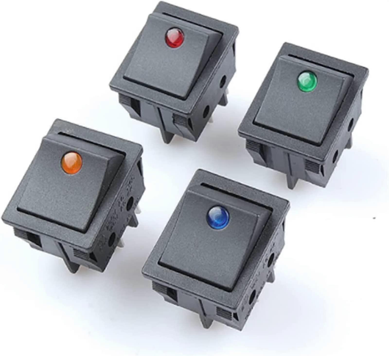 Rocker Switch 4pcs On Off 3/4 Pin Mini Toggle with Light 250V  Current Car Electrical