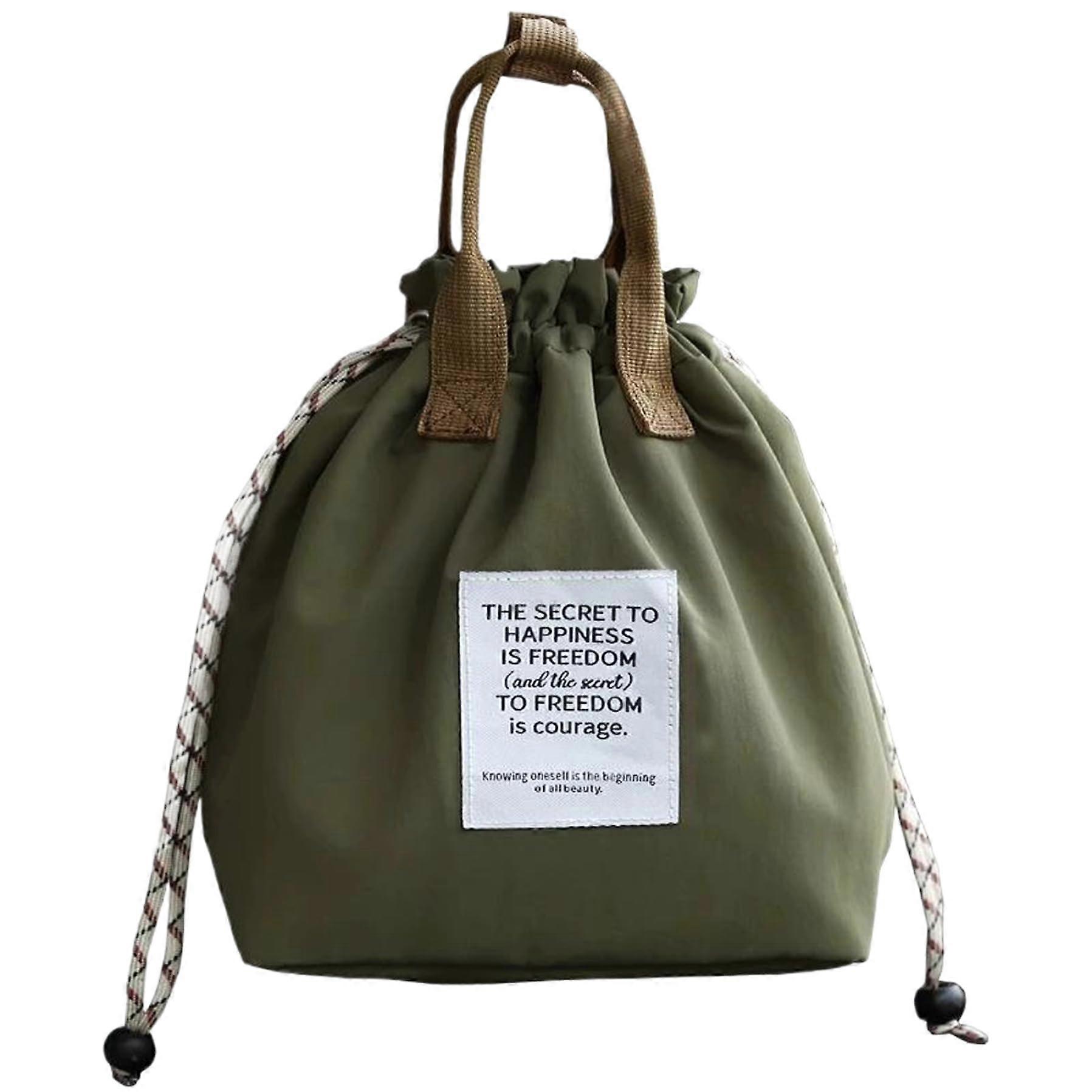 Insulated Lunch Bag Japanese Style with Large Capacity, TripleLayer Insulation, Drawstring, Mesh Pocket