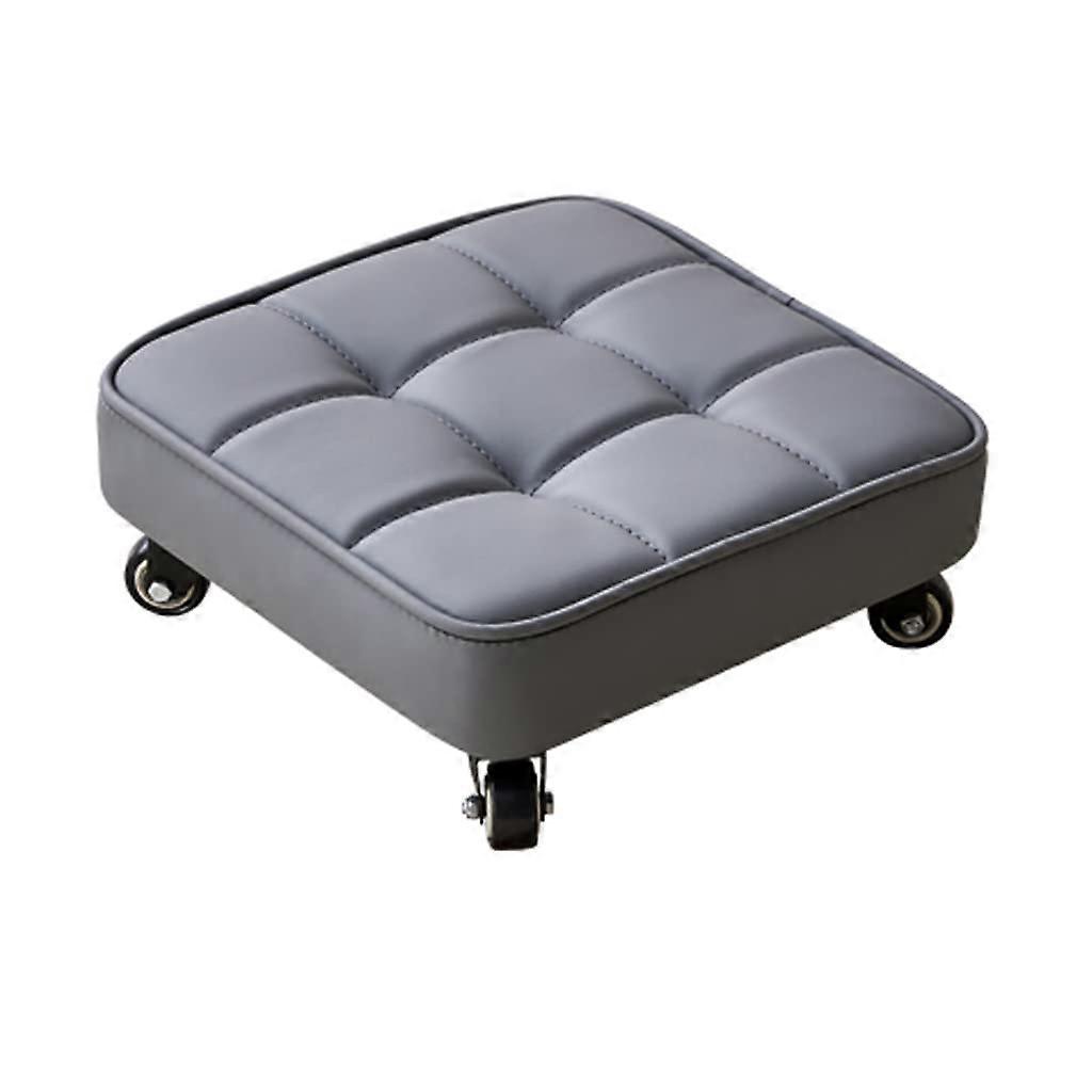 Rolling Pedicure Stool with 360° Swivel Wheels, Compact Modern Low Height Design, Grey