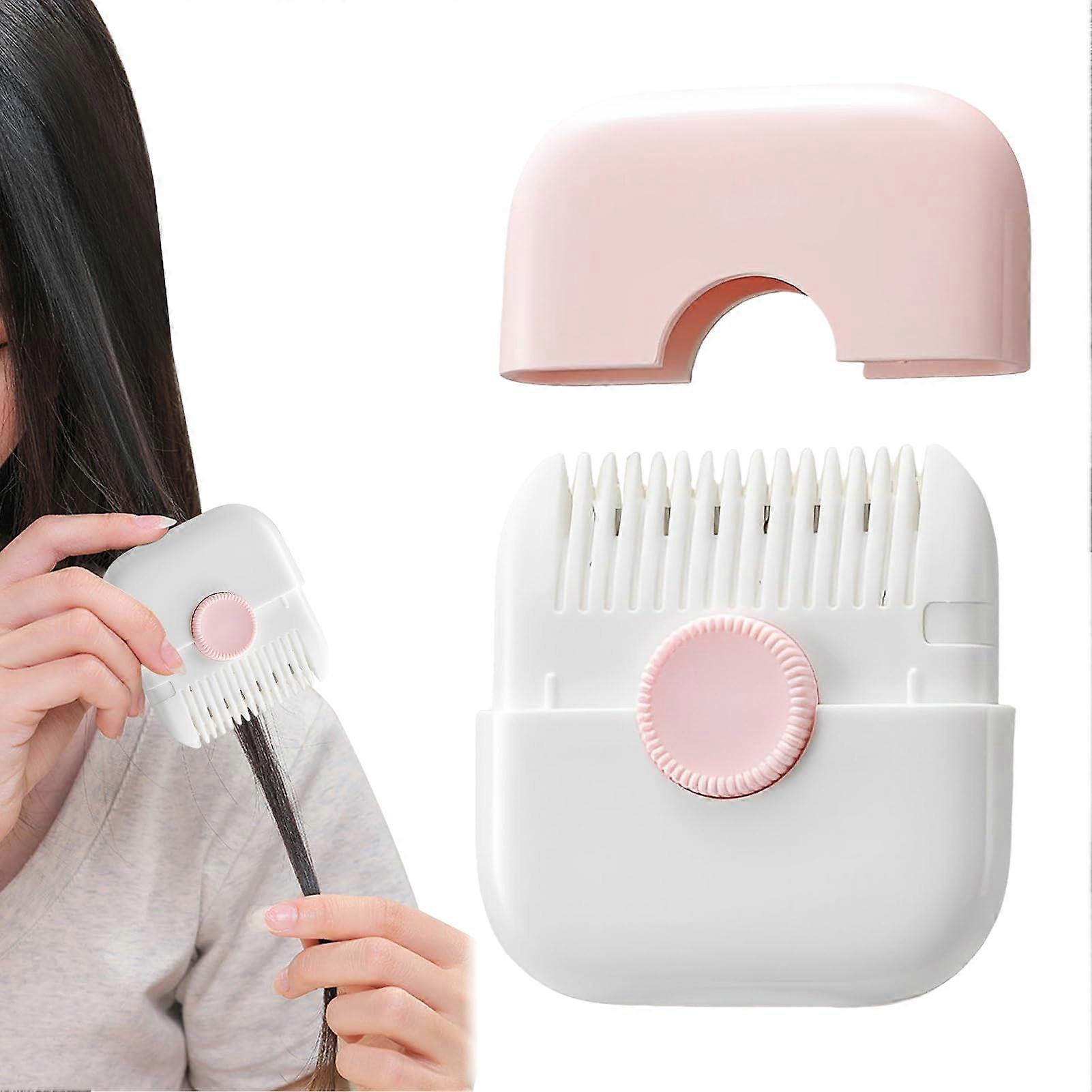DualSided Hair Trimmer Comb with Adjustable Blade for Split Ends Cutting, Pink 2in1 Design