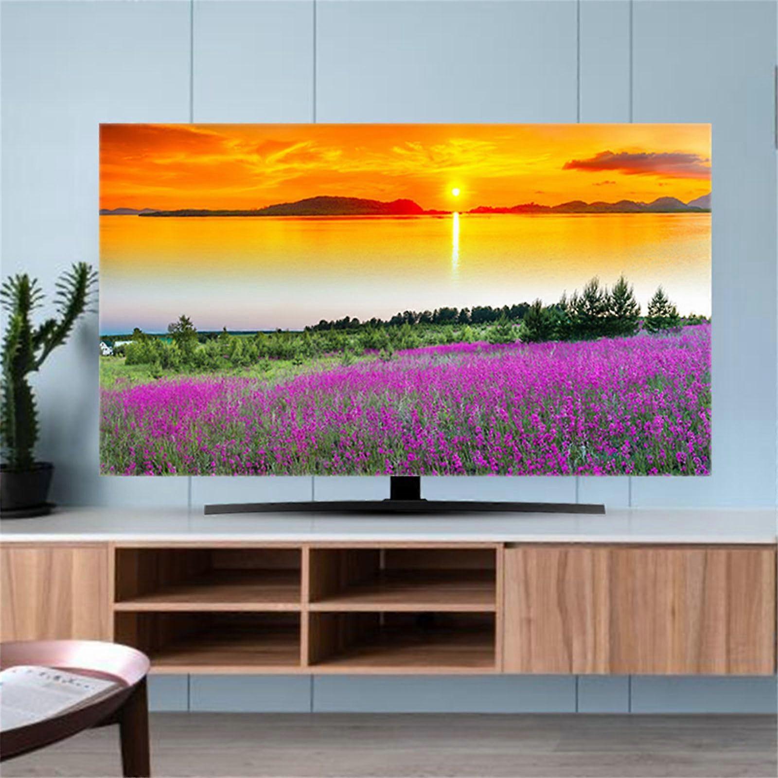 Stretch TV Dust Cover 3739 Inch, 3D Sunset Pattern Flat Screen TV Protector with Breathable Fabric