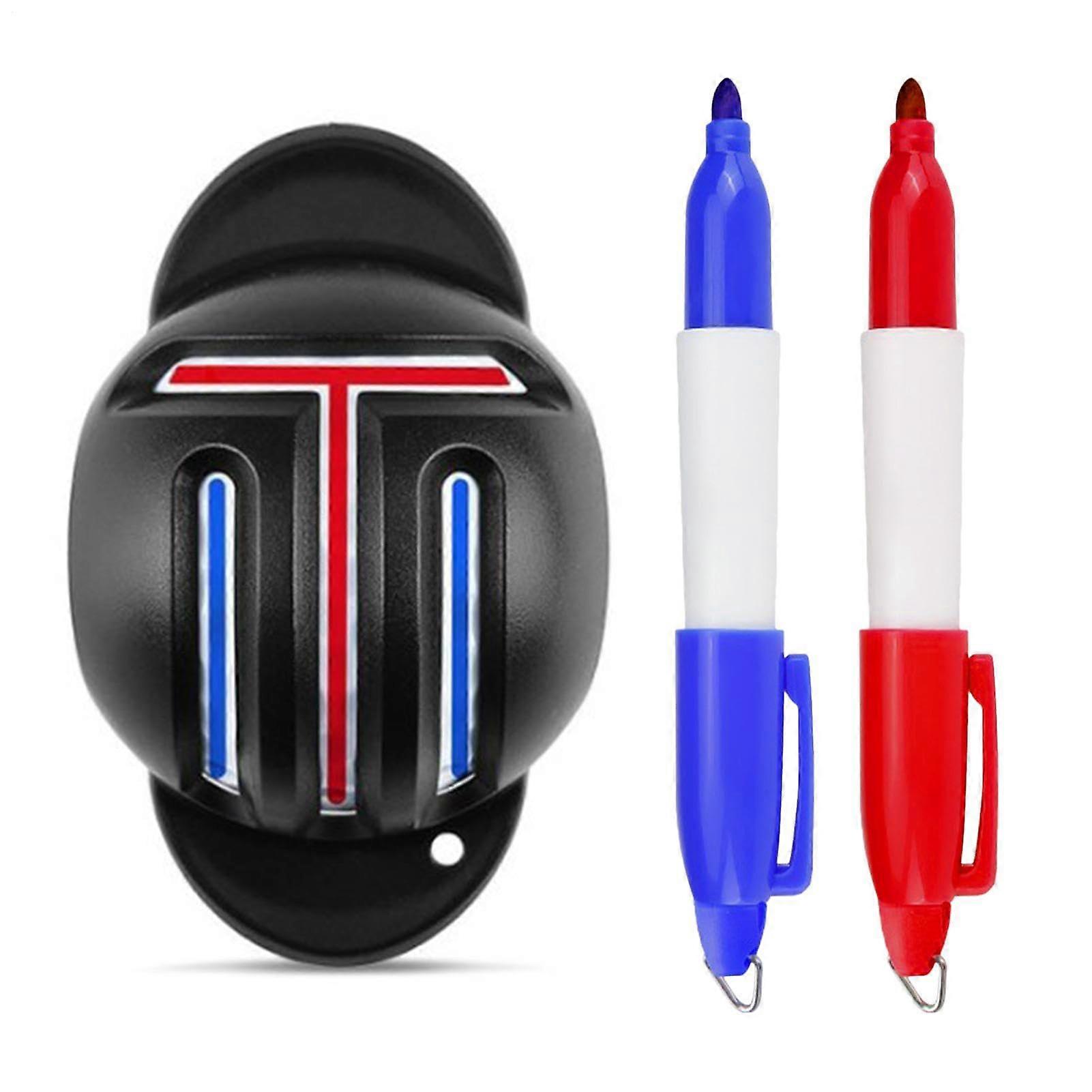Golf Ball Marker Alignment Tool with Waterproof DualColor Pens for Precise Lines