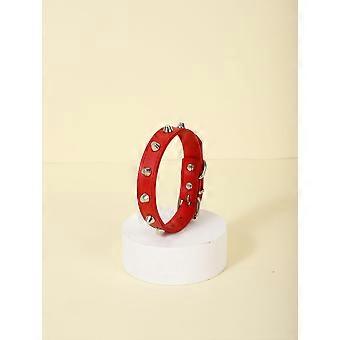 XL Red Adjustable Leather Cat Collar with Buckle for Cats and Small Dogs