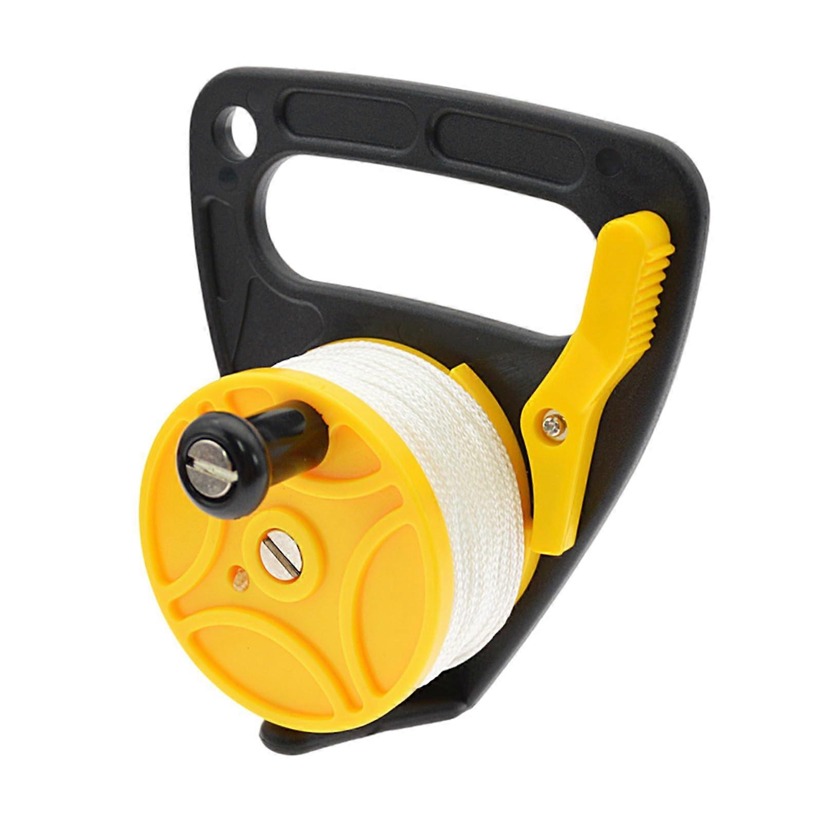 150ft Scuba Diving Reel with Ergonomic Handle, AntiRebound Stop Switch, Durable Nylon Line