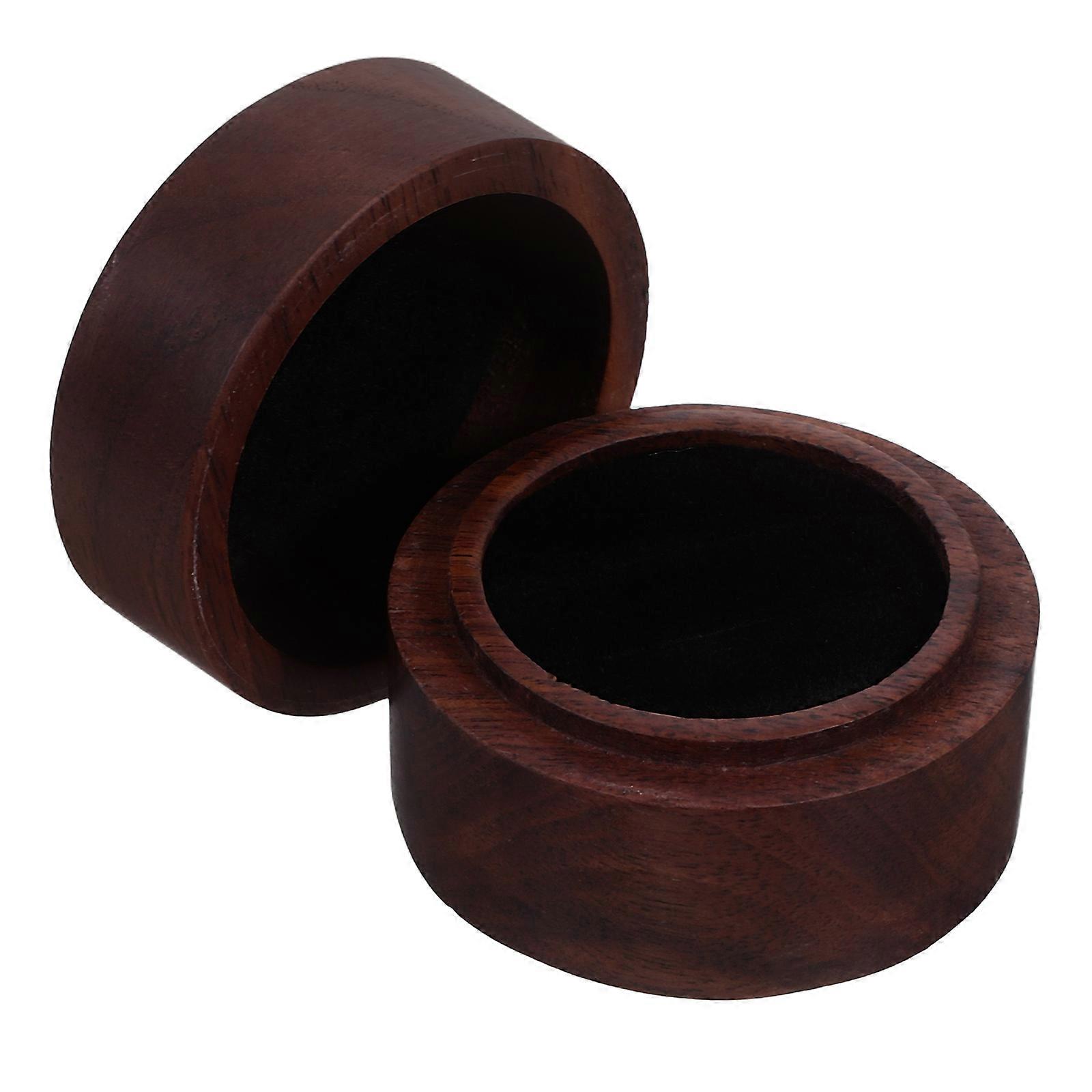 Black Wood Ring Box for Proposal Engagement Rings Storage