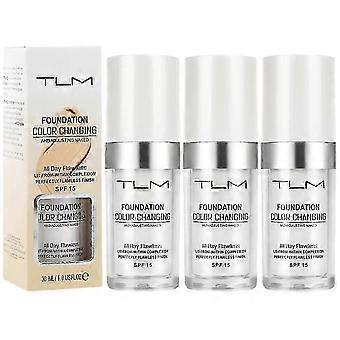 Tlm Color Changing Foundation For Aging Skin,liquid Makeup Base Nude Face Cover Concealer Cream