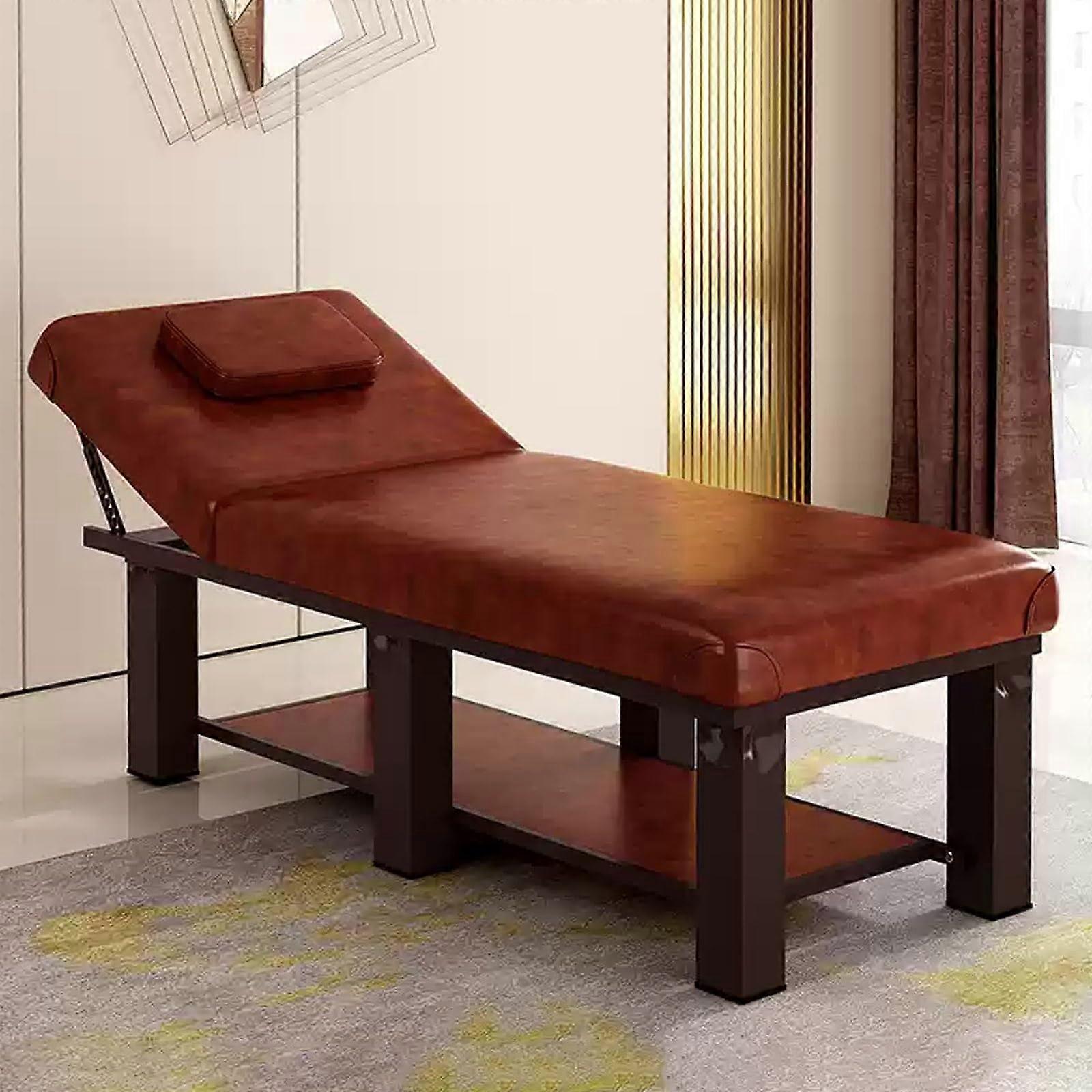 Massage Table with Adjustable Backrest and Storage, Professional Spa Bed with Waterproof Leather