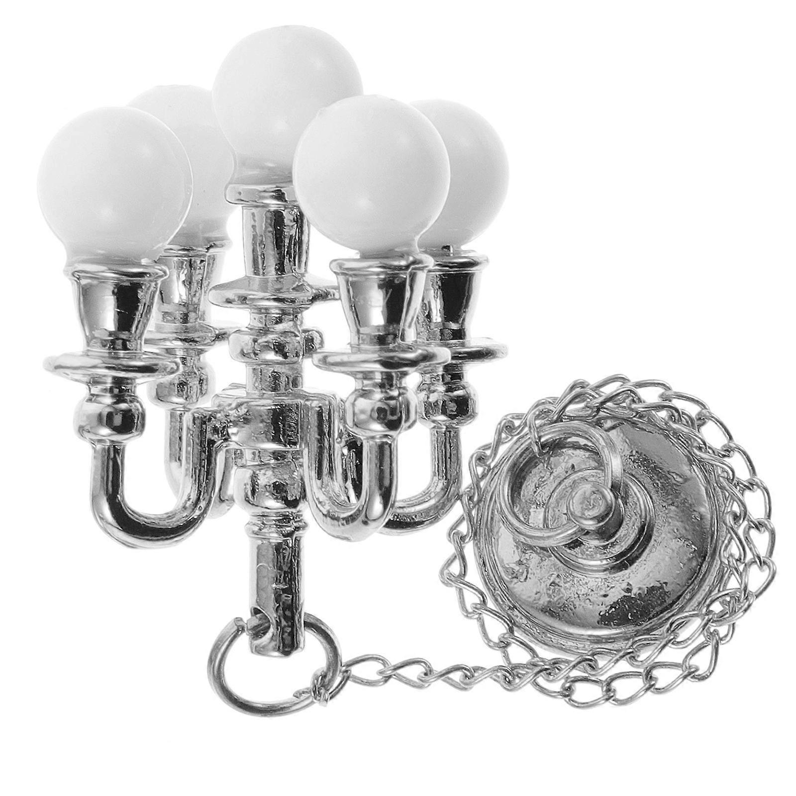 Silver Mini Ceiling Lamp Prop for Decor 3Pcs Plastic Mini House Pendant