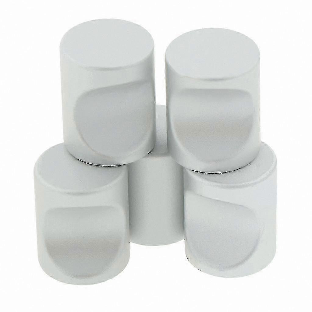 White Cabinet Knobs and Drawer Pulls, 5-Pack Cylindrical Handles, 21x17mm