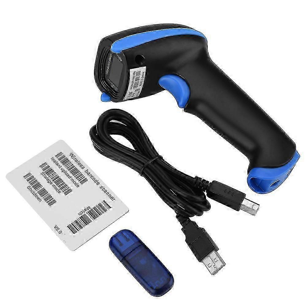 Hand Held Wireless 2.4GHz Laser Barcode Bar Code Scanner Reader Compatible with iOS Android Windows Blue-YM
