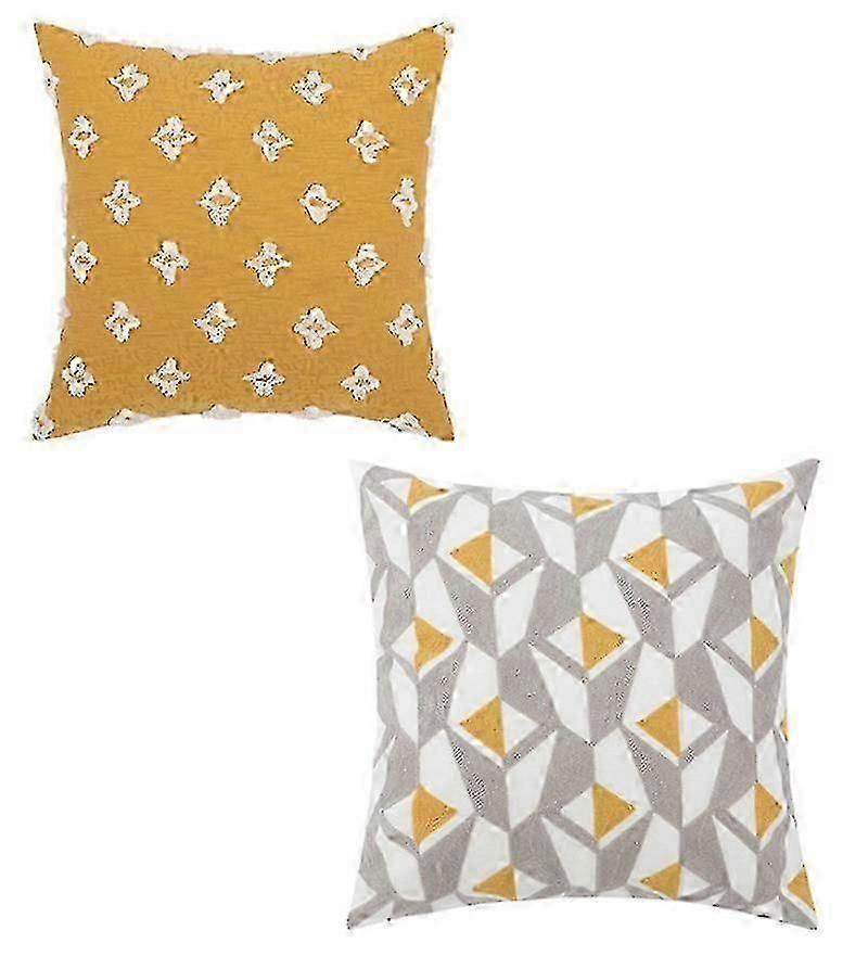 Square Geometric Pattern Tufted Pillowcase - Home Decor