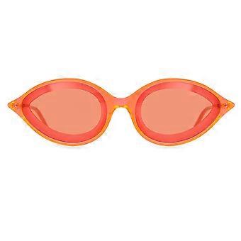 Calvin Klein CKNYC1853SR 855 Vollrand-Sonnenbrille für Damen, Neonorange, geometrisches Design, UV-Schutz, Original
