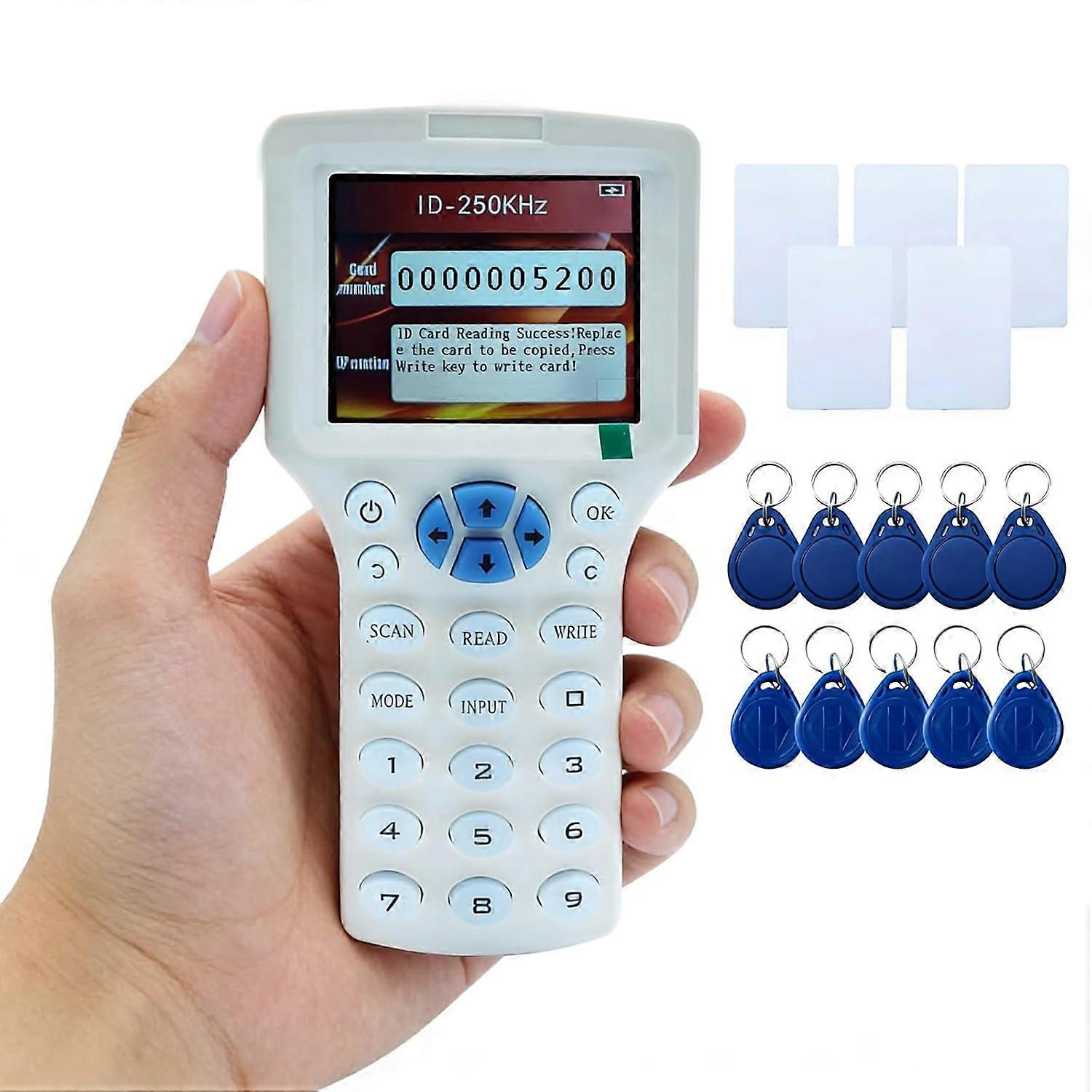 Reader Writer  Copier Multi-Frequency  Card Reader Smart Card Decoder with Free Software and USB for Access Control Home Security (White)