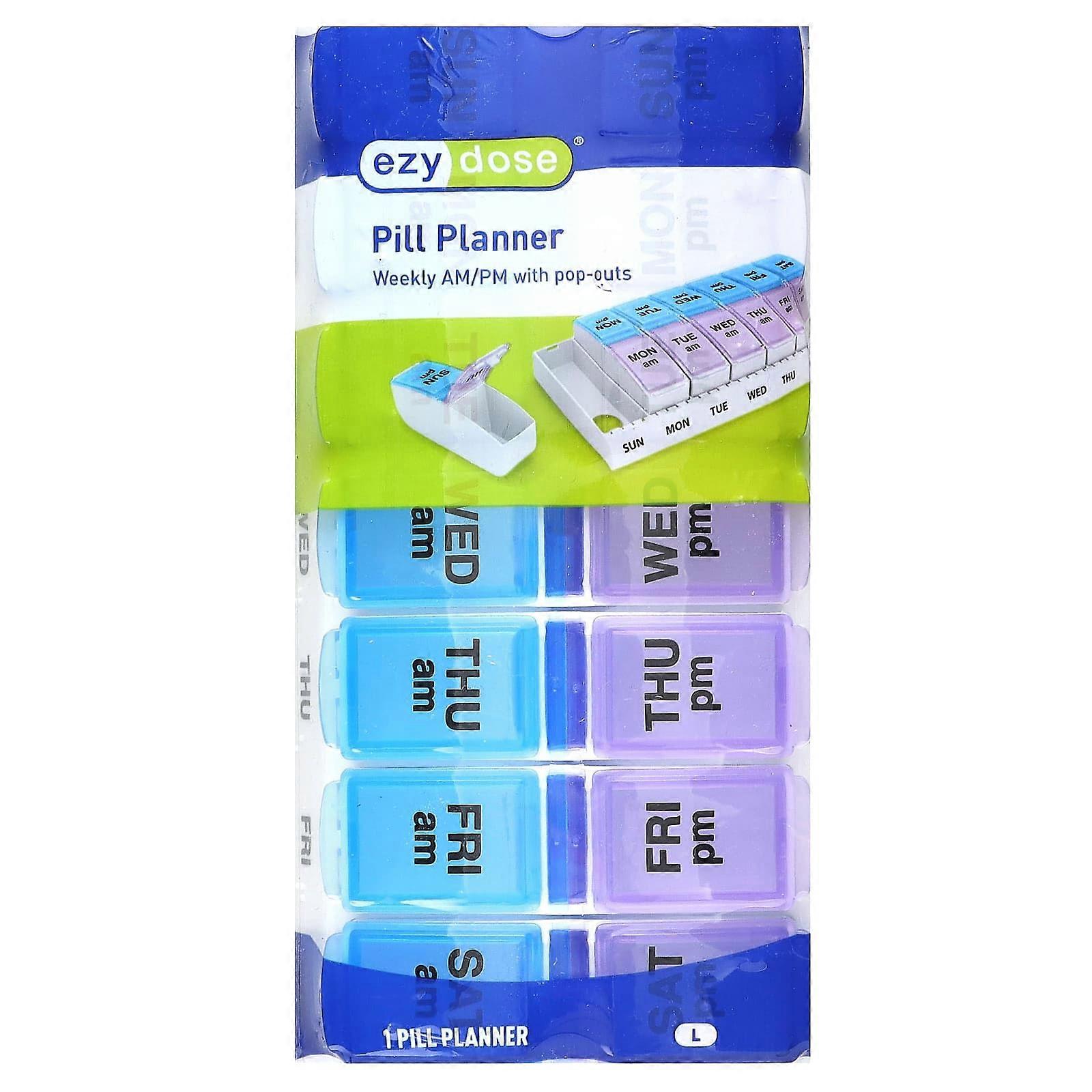 Ezy Dose, Weekly AM/PM with Pop-Outs Pill Planner, Large, 1 Count, 2-Pack