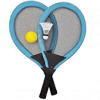 WOOPIE Stora Tennisracketar Badminton för Barn Set + Boll och Fjäderboll - Blå