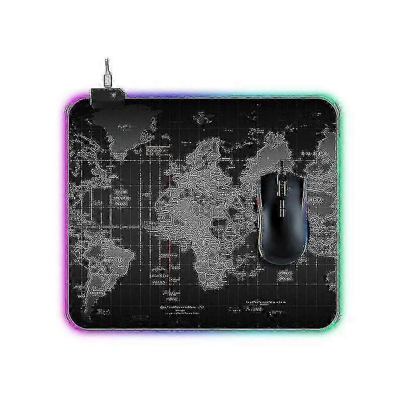 2026 Computer Accessory Sets Computer World Map Pattern Illuminated Mouse Pad Size: 35x30x0.4cm