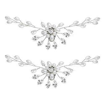 2pcs Pearl Rhinestone Shoe Clips Decorative Wedding Shoe Decorations Women Shoe Ornaments for Brides