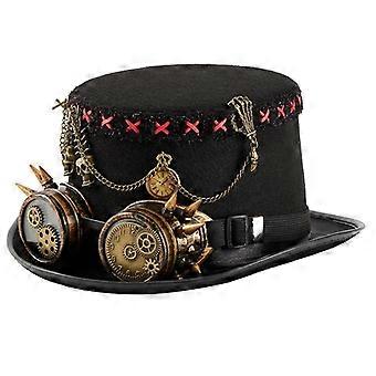 Industrial Styles Zylinder mit beweglicher Metallkette und Schwimmbrillendekorationen für Halloween-Kostüm-Bühnenauftritte