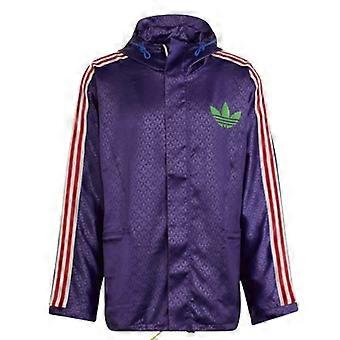 Jaqueta impermeável com capuz Adidas Originals masculina com estampa de logo por toda a peça