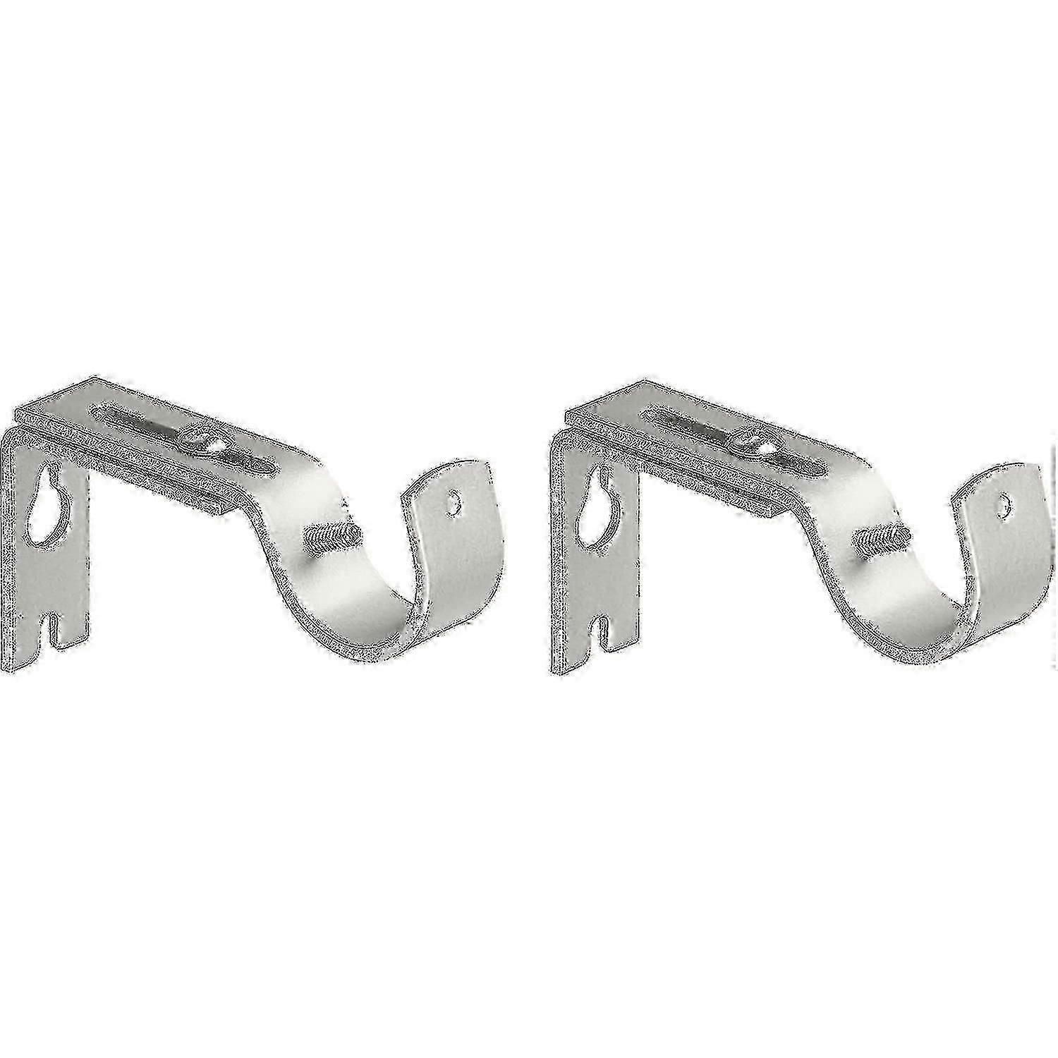 2 Pcs Adjustable Wall Bracket Curtain Rod Bracket, Curtain Rod Bracket - Silver