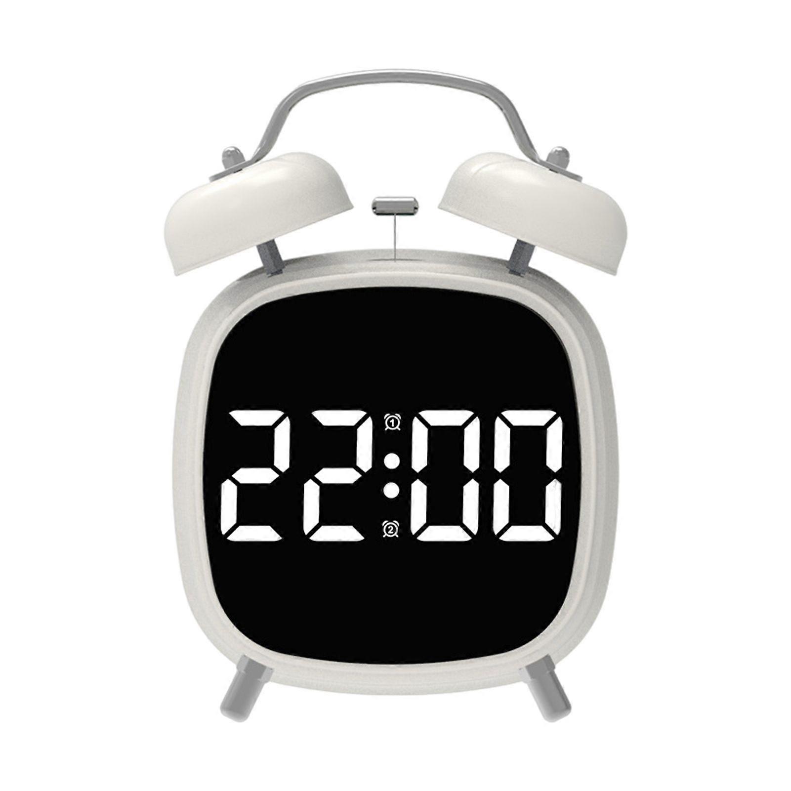 Small Digital Alarm Clock with LED Display Large Screen Snooze Function Adjustable Battery Powered Desk Clock