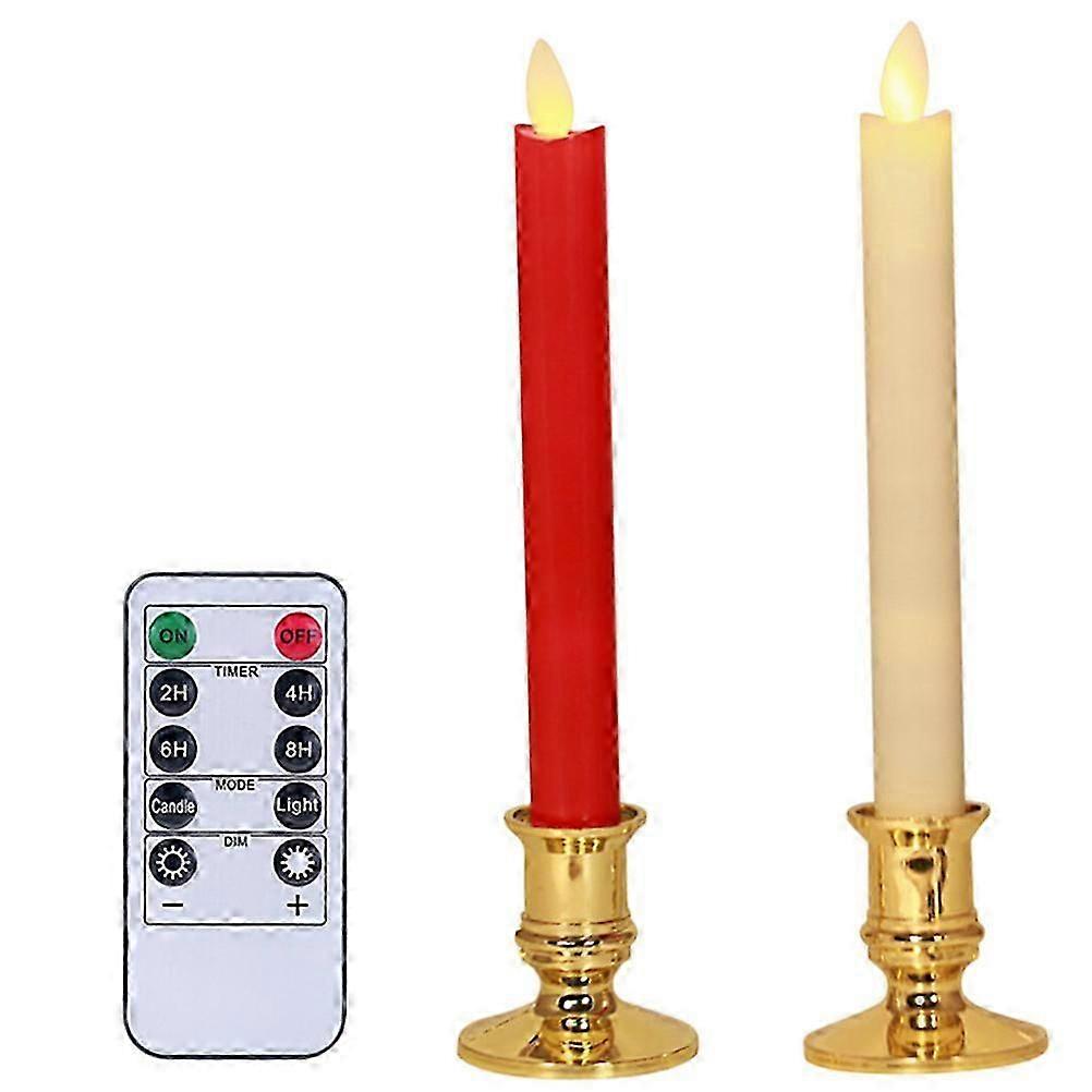 Flameless LED Candlestick Lights with Remote Control, Ivory, 3-Pack
