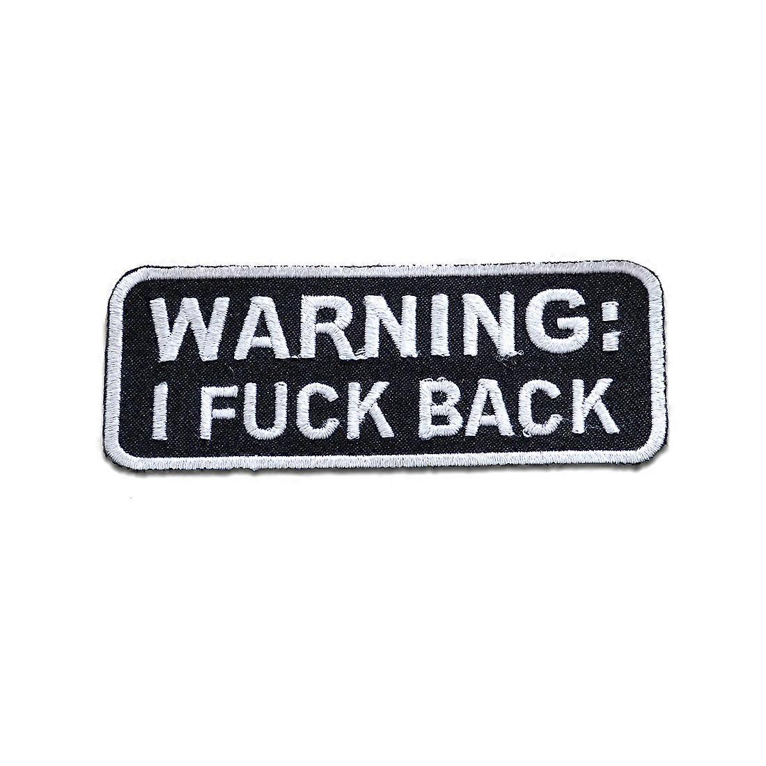 Patch / iron-on patch - Warning I Fuck Back! Biker - multiple colors selectable - 9.3 x 3.9 cm - patch