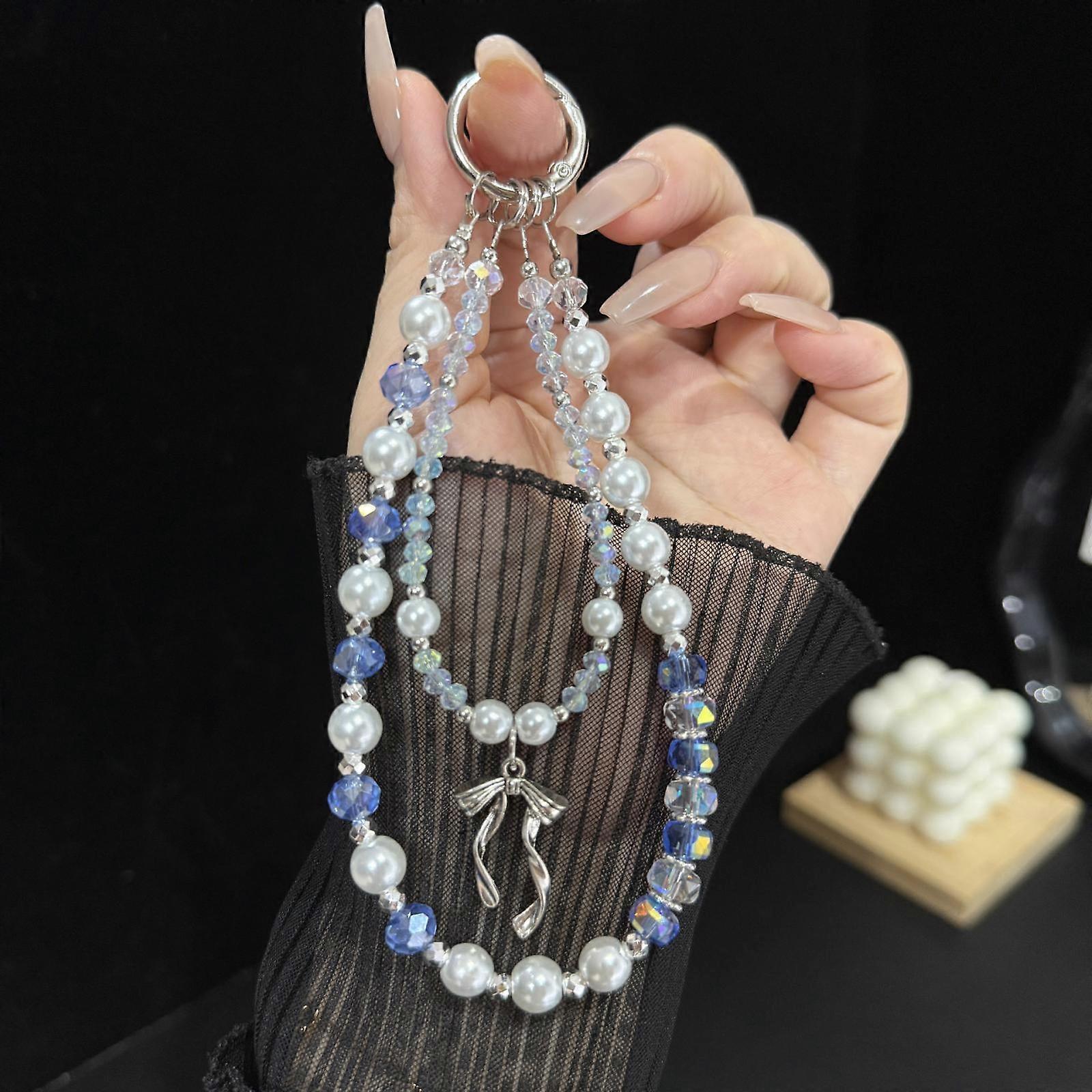 Silver Bow Pearl Double Layer Crystal Chain