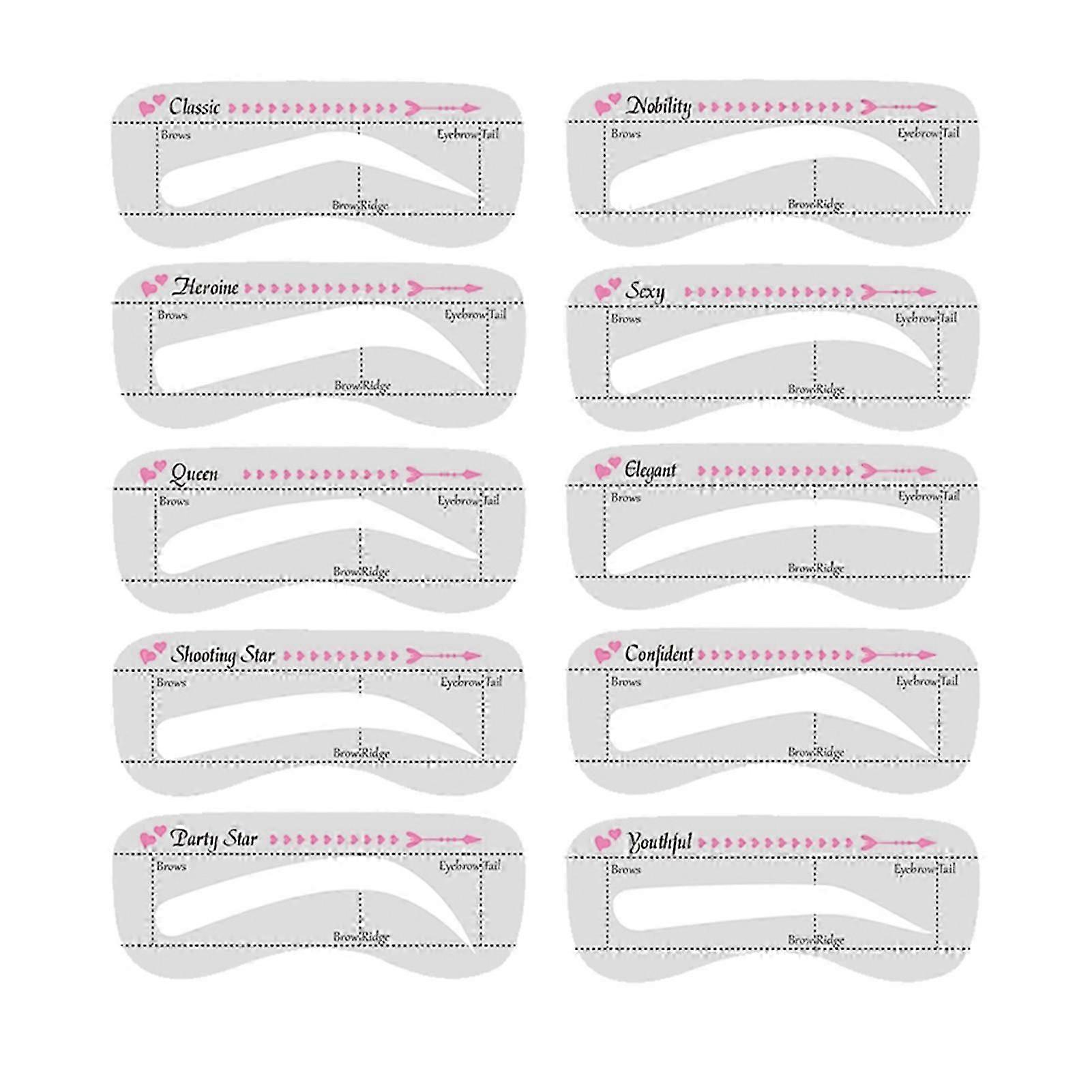 10Pcs Eyebrow Stencil Kit Precisely Position Cost-saving Reusable Eyebrow Templates
