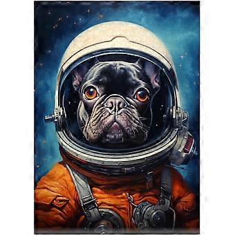 Astronaut Black French Bulldog Jigsaw Puzzle Pet Astronaut Portrait Gift for Black French Bulldog Owner AZQ581