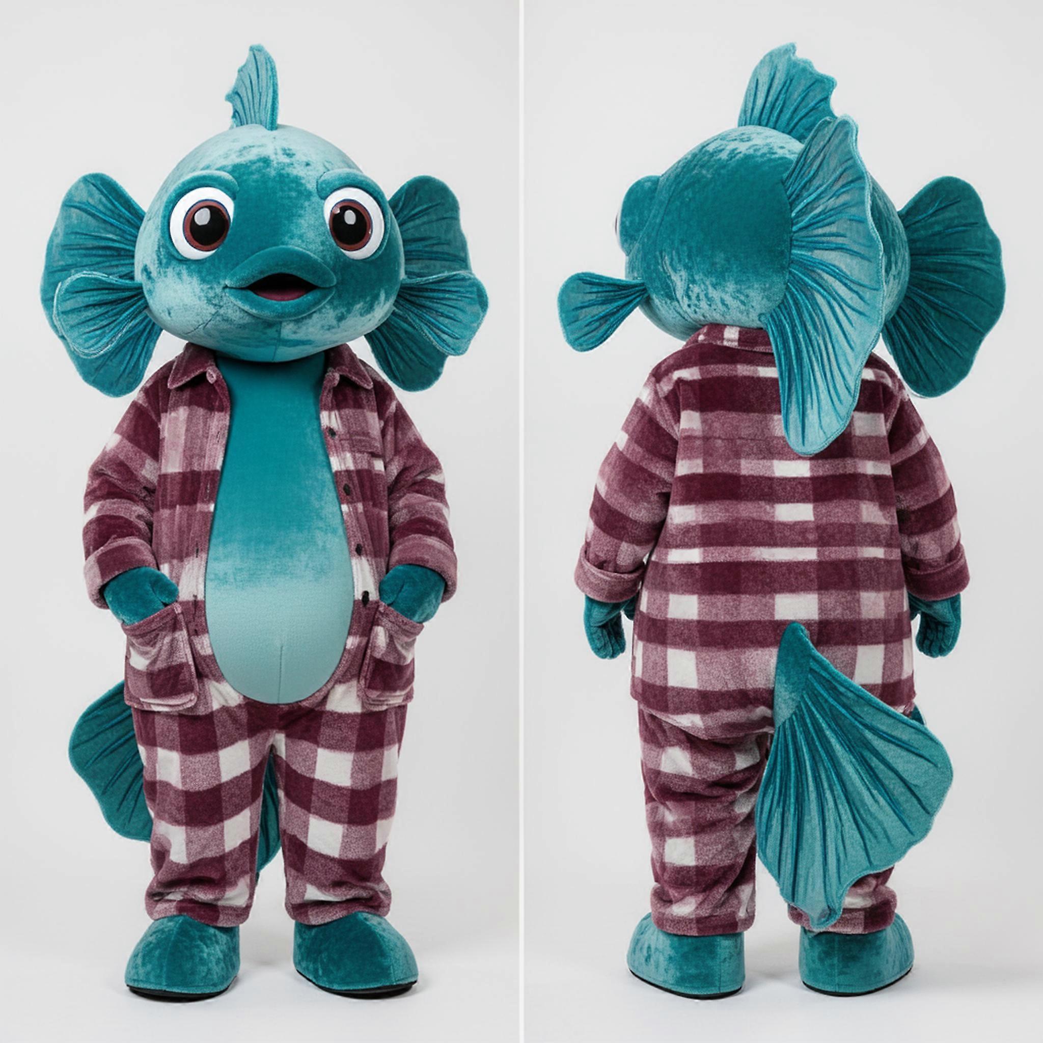 MASTICOT Teal Finned Cartoon Betta Fish Mascot