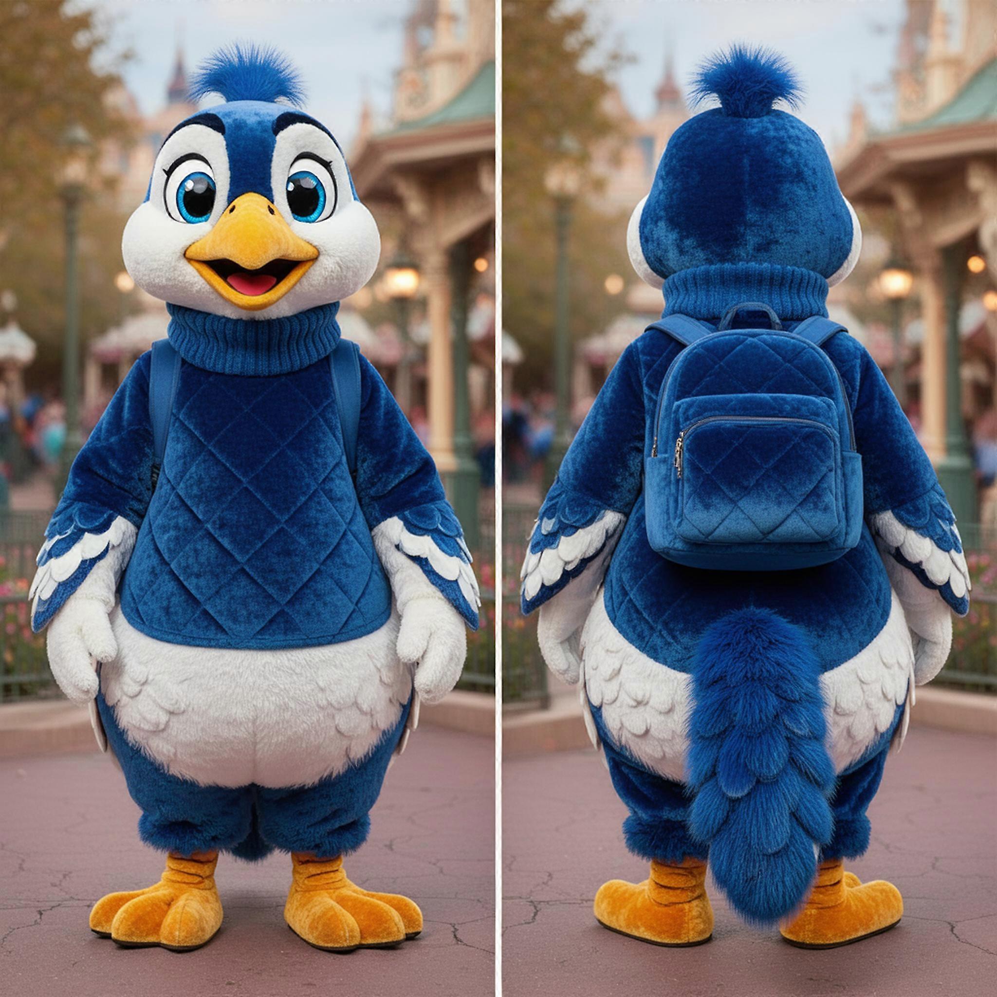MASTICOT Azure Blue Feathered Pheasant Mascot
