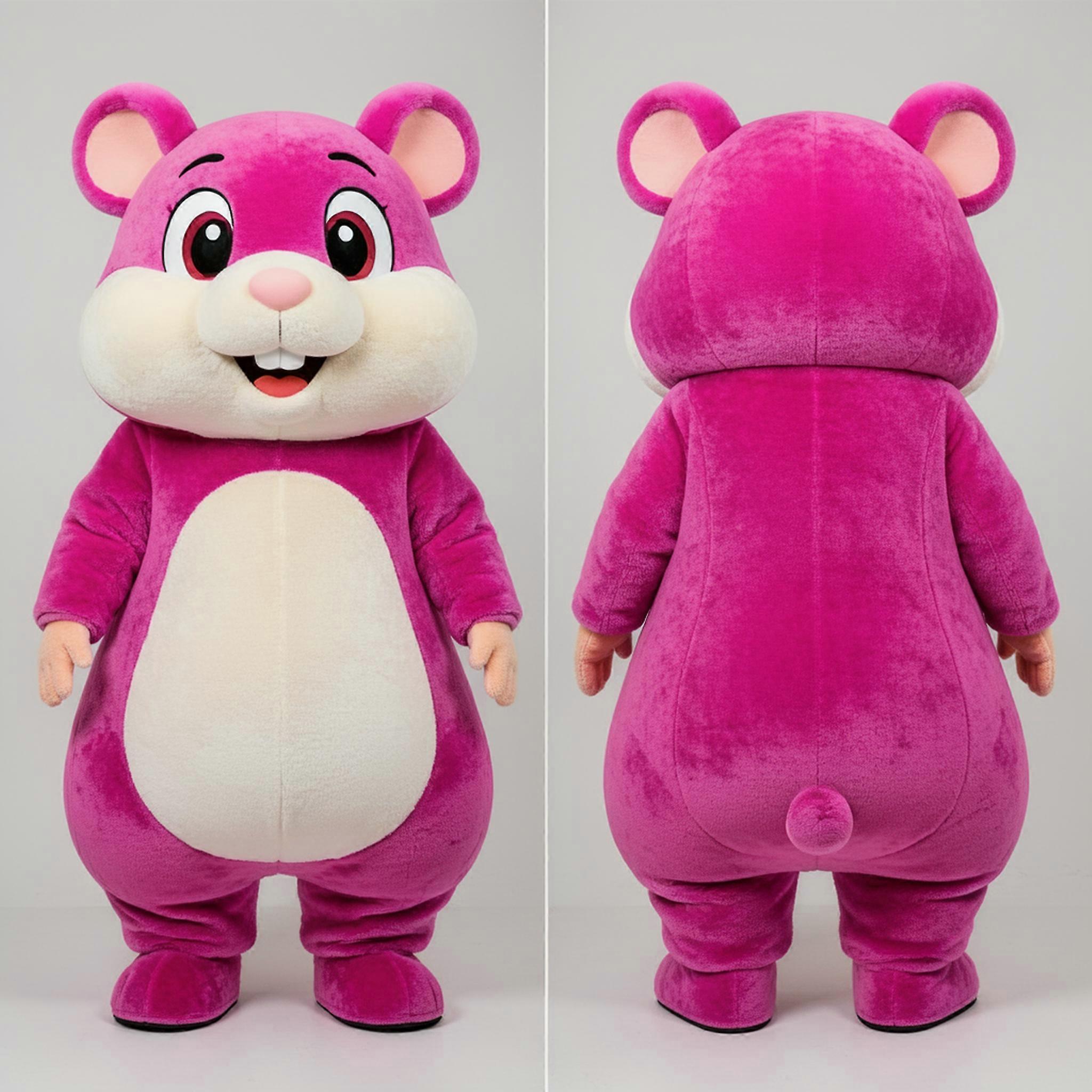 MASTICOT Magenta Fluffy Cheeked Hamster Mascot
