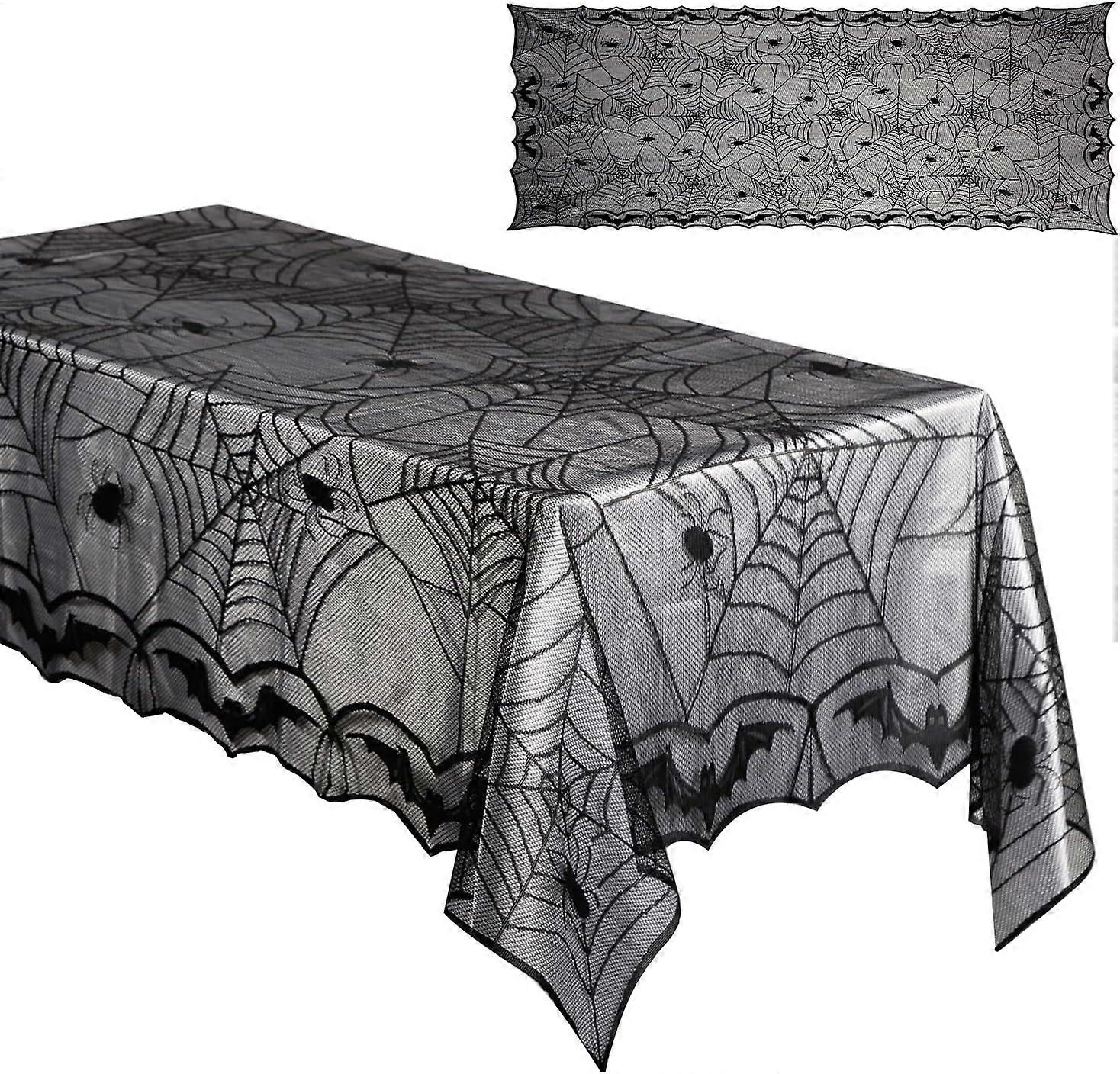 Halloween Tablecloth,Spider Web Rectangle Fabric Halloween Tablecloth,