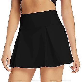 Women's High Waist Swim Skirt with Insole Safety Pants Beach Skirt Black S