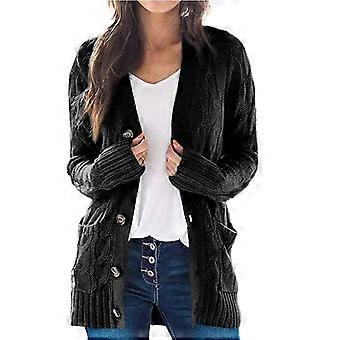 Women's Open Front Chunky Knit Cardigan, LooseFit Duster Outerwear With Pockets For Fall Winter