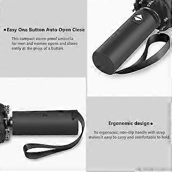 Umbrella, Automatic Windproof Folding Umbrella, Compact Travel Umbrella, Portable Umbrella, Black 26-27
