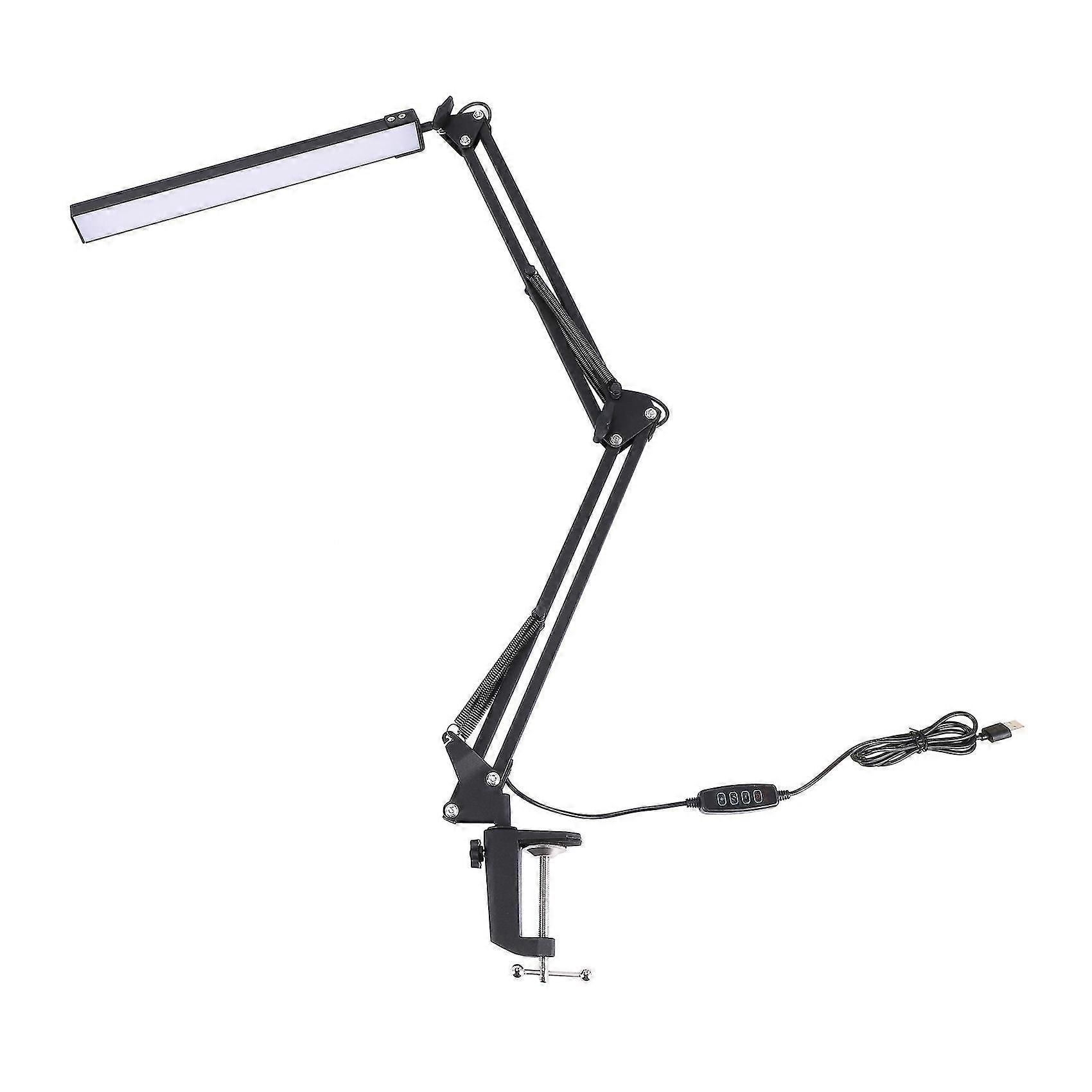 Led Desk Lamp With Clamp,adjustable Swing Arm Compatible Study/office(black)