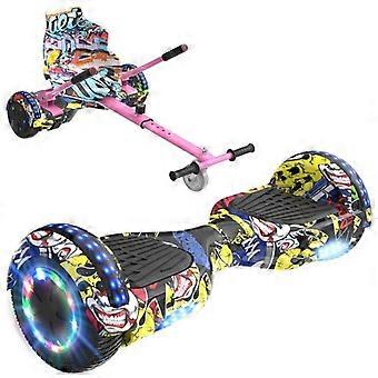 RCB 2-in-1 Hoverboard + Kart 6.5 inches Bluetooth and LED – Adjustable Karting – Yellow/Pink – Ideal Gift for Kids