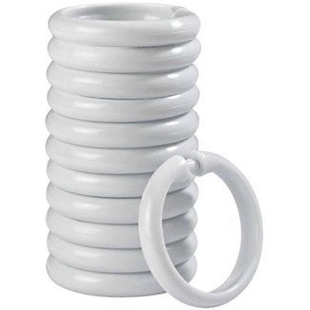 White PP O-Type Shower Hooks 12 Pack