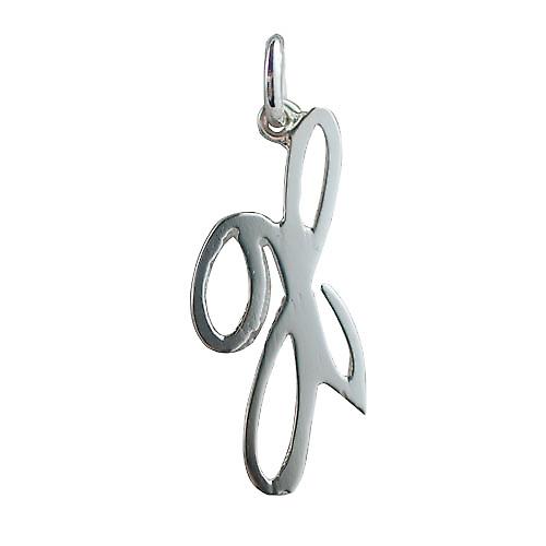 Silver 28x14mm plain Palace script Initial X Pendant