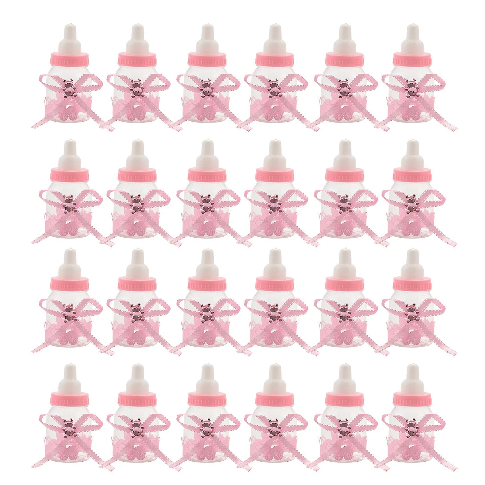 24 x Biberon mini biberon 4x9cm strass ours rose cadeau faveur bébé baptême bébé