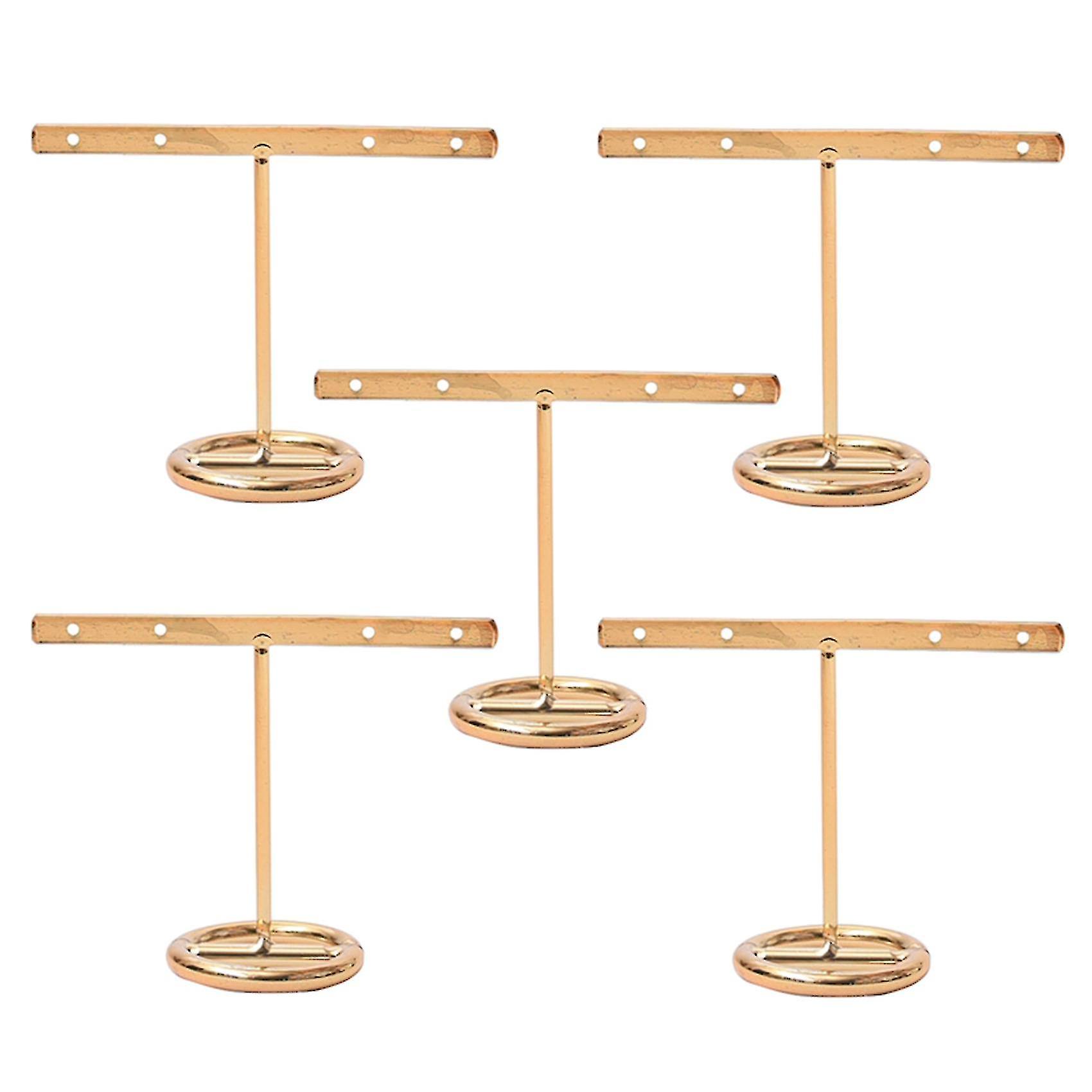 5x Earrings Display Stand Gold Earrings Display Rack T-shape Earrings Showcase Golden Small