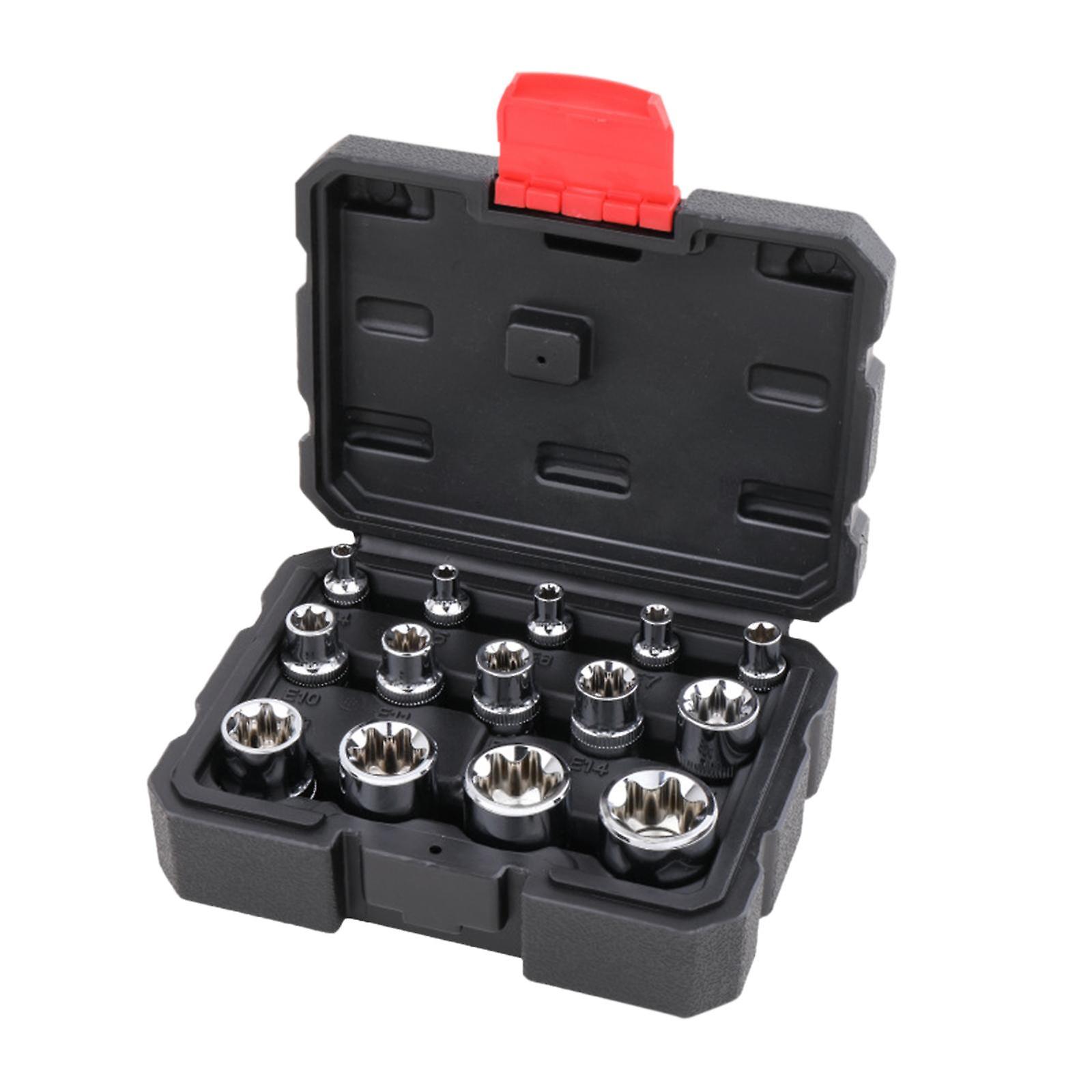 14Pcs Portable Bolt Nut Screw Remover Extractor Socket Tool Kit