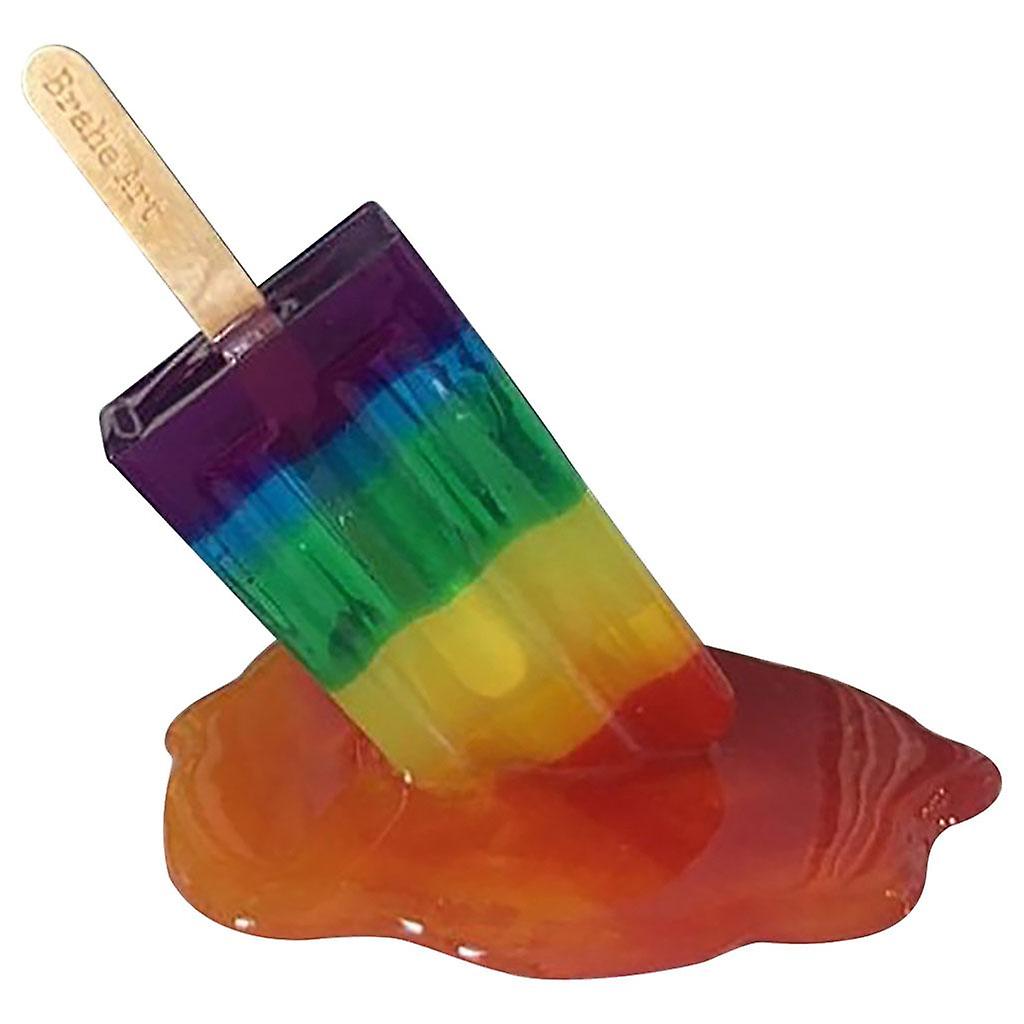 Resin Melting Popsicle Sculpture Art Modern Home Desk Decor Ornament Crafts Red