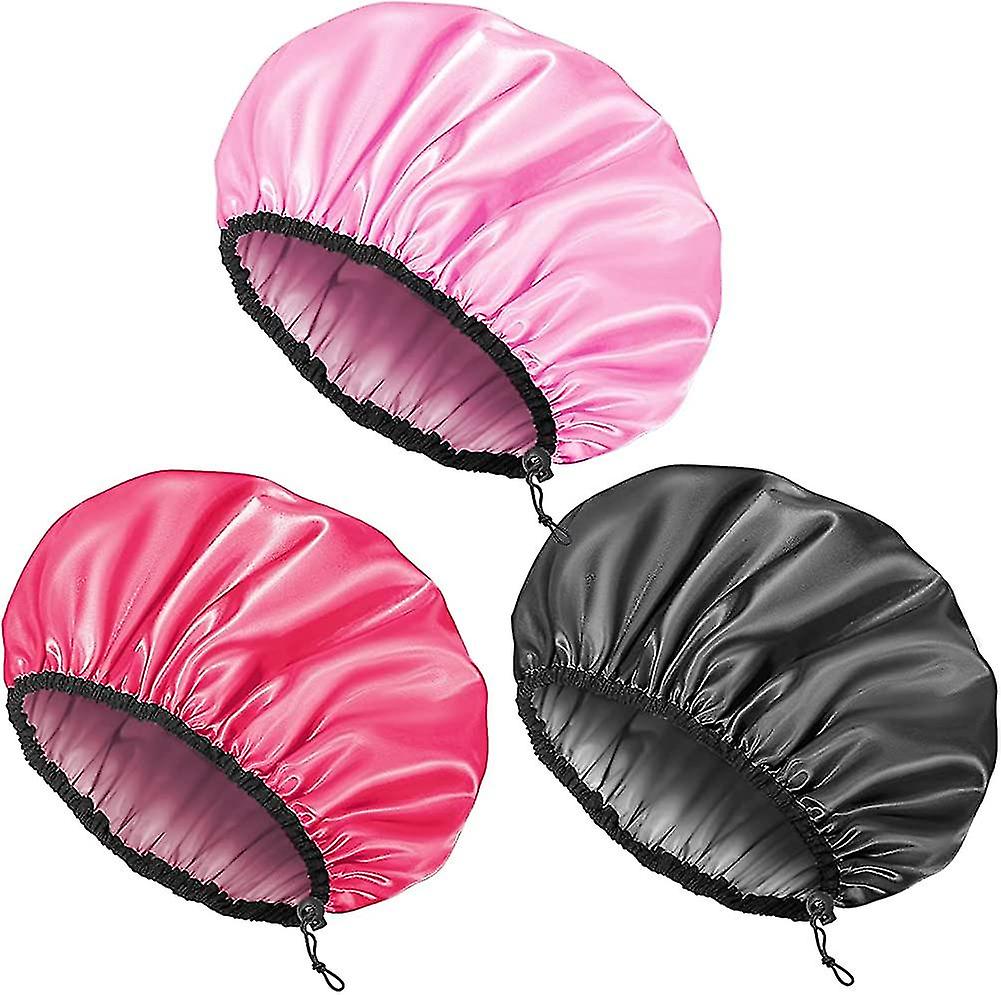 Shower Cap For Women. Adjustable Reusable. Extra Large. Double-layer Waterproof