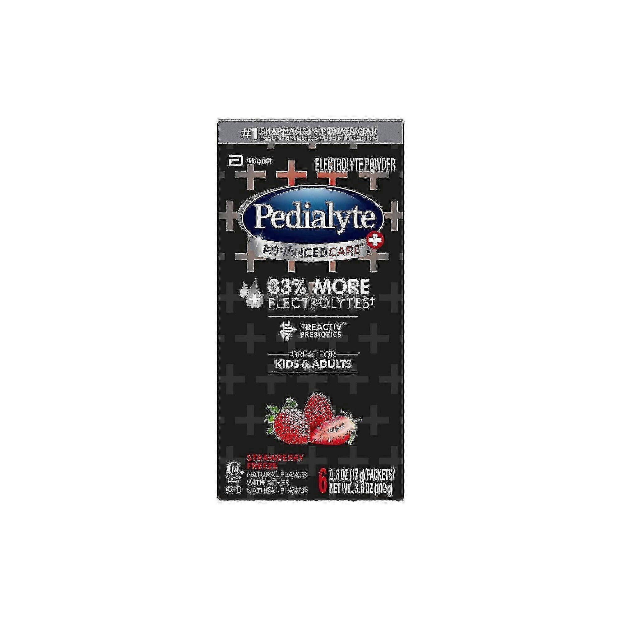 Pedialyte Advancedcare Plus Electrolyte Powder Packets, Strawberry Freeze, 6 Ea
